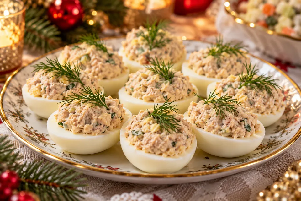 Яйца с печенью трески