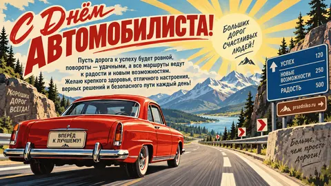 Открытка: День автомобилиста