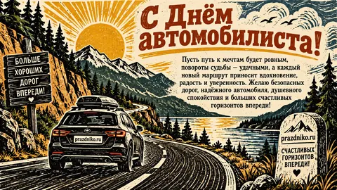 Открытка: День автомобилиста