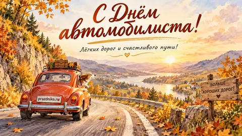 Открытка: День автомобилиста
