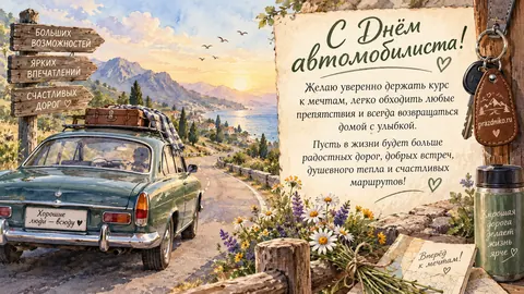 Открытка: День автомобилиста