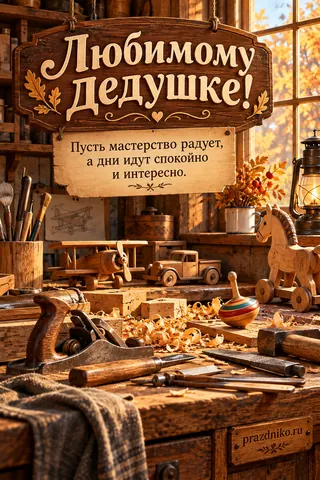 Открытка «День бабушек и дедушек» — дедушке: Любимому дедушке!
Пусть мастерство радует, а дни идут спокойно и интересно.
prazdniko.ru