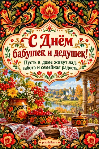 Открытка «День бабушек и дедушек»: С Днём бабушек и дедушек!
Пусть в доме живут лад, забота и семейная радость.
prazdniko.ru