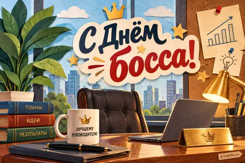 Открытка «День босса» — руководителю: С Днём
босса!