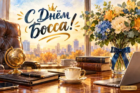 Открытка «День босса» — руководителю: С Днём
Босса!