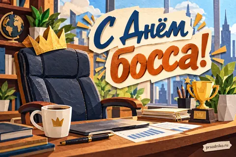Открытка «День босса» — руководителю: С Днём
босса!