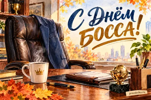 Открытка «День босса» — руководителю: С Днём
босса!