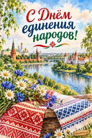 Открытка «День единения народов»: С Днём единения народов!