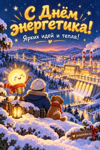 Открытка «День энергетика»: С Днём энергетика!
Ярких идей и тепла!