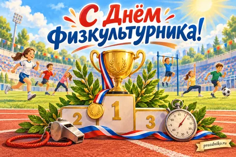 Открытка «День физкультурника»: С Днём
физкультурника!