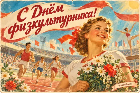 Открытка «День физкультурника»: С Днём
физкультурника!