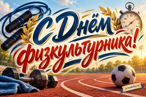 Открытка «День физкультурника»: С Днём
физкультурника!