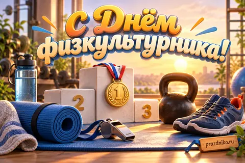 Открытка «День физкультурника»: С Днём
физкультурника!