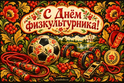 Открытка «День физкультурника»: С Днём
физкультурника!