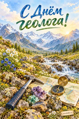 Открытка «День геолога»: С Днём геолога!