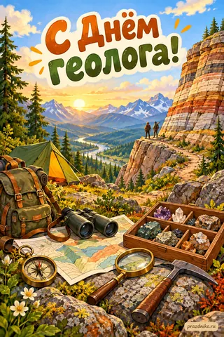 Открытка «День геолога»: С Днём геолога!