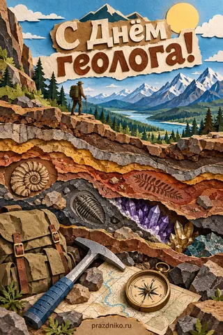 Открытка «День геолога»: С Днём геолога!