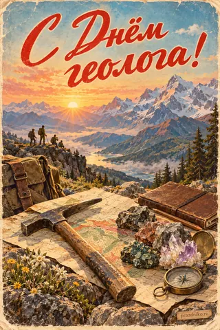 Открытка «День геолога»: С Днём геолога!