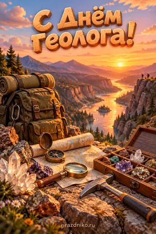 Открытка «День геолога»: С Днём геолога!
