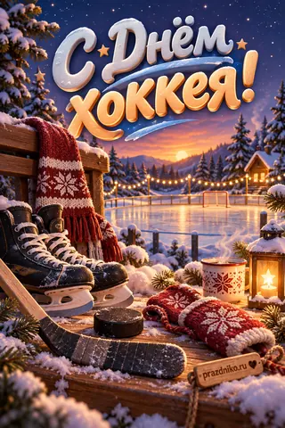 Открытка «День хоккея»: С Днём
Хоккея!