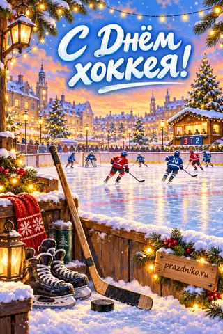 Открытка «День хоккея»: С Днём
Хоккея!
