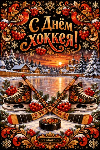 Открытка «День хоккея»: С Днём
Хоккея!