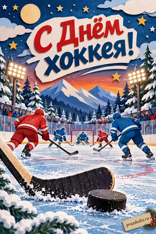 Открытка «День хоккея»: С Днём
Хоккея!