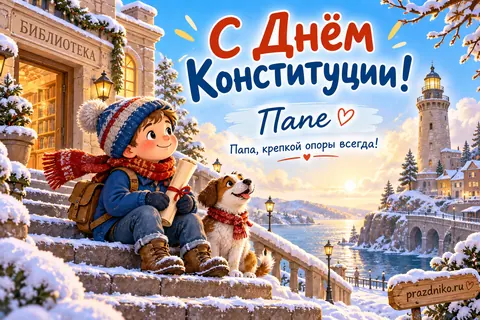 Открытка «День Конституции России» — папе: С Днём Конституции!
Папе
Папа, крепкой опоры всегда!
prazdniko.ru