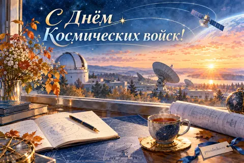 Открытка «День Космических войск»: С Днём Космических войск!