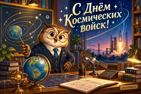 Открытка «День Космических войск»: С Днём Космических войск!