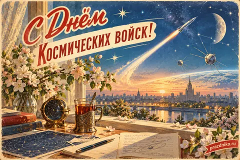 Открытка «День Космических войск»: С Днём Космических войск!