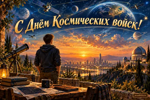 Открытка «День Космических войск»: С Днём Космических войск!