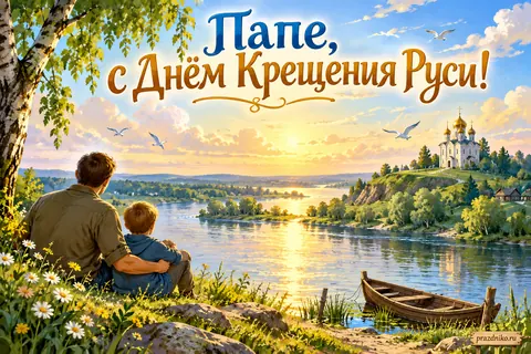 Открытка «День Крещения Руси» — папе: Папе, с Днём Крещения Руси!