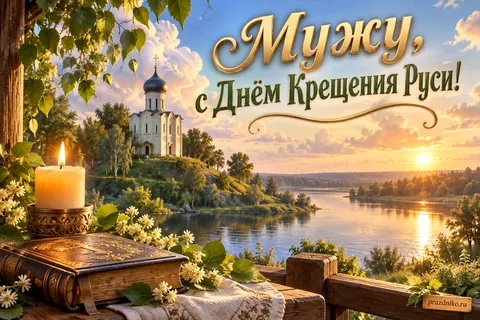 Открытка «День Крещения Руси» — мужу: Мужу, с Днём Крещения Руси!