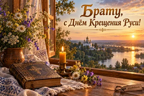Открытка «День Крещения Руси» — брату: Брату, с Днём Крещения Руси!
