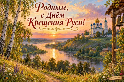 Открытка «День Крещения Руси» — родным: Родным, с Днём Крещения Руси!