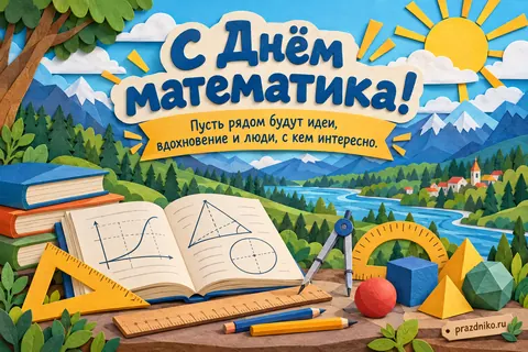 Открытка «День математика»: С Днём математика!
Пусть рядом будут идеи, вдохновение и люди, с кем интересно.