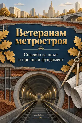 Открытка «День метростроителя» — ветеранам: Ветеранам метростроя
Спасибо за опыт и прочный фундамент
prazdniko.ru