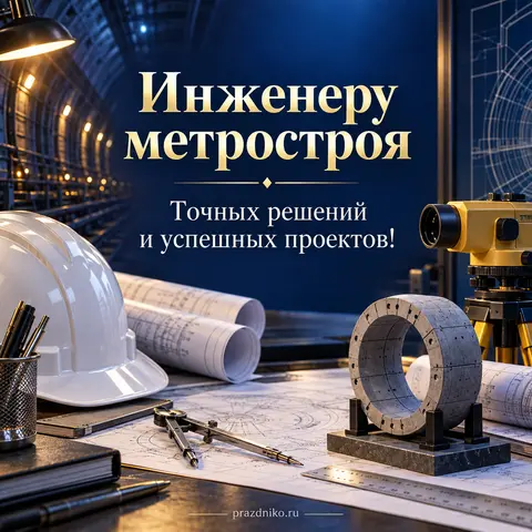 Открытка «День метростроителя» — инженеру: Инженеру метростроя
Точных решений и успешных проектов!
prazdniko.ru