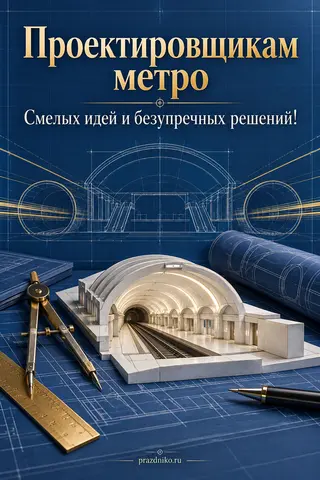 Открытка «День метростроителя» — проектировщикам: Проектировщикам метро
Смелых идей и безупречных решений!
prazdniko.ru
