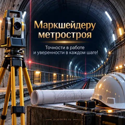 Открытка «День метростроителя» — маркшейдеру: Маркшейдеру метростроя
Точности в работе и уверенности в каждом шаге!
prazdniko.ru
