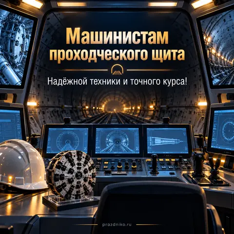 Открытка «День метростроителя» — машинистам: Машинистам проходческого щита
Надёжной техники и точного курса!
prazdniko.ru
