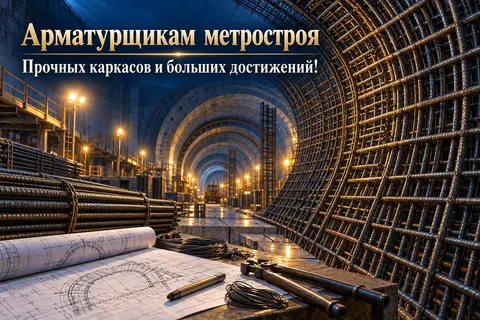 Открытка «День метростроителя» — арматурщикам: Арматурщикам метростроя
Прочных каркасов и больших достижений!
prazdniko.ru