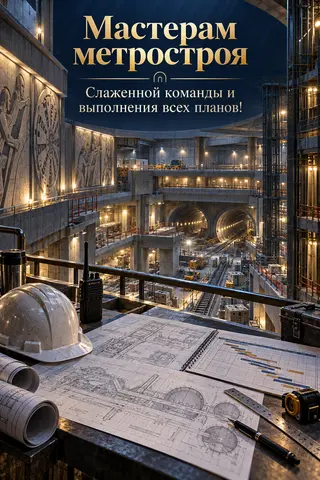 Открытка «День метростроителя» — мастерам: Мастерам метростроя
Слаженной команды и выполнения всех планов!
prazdniko.ru