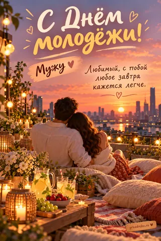 Открытка «День молодёжи» — мужу: С Днём молодёжи!
Мужу
Любимый, с побой
любое завтра кажется легче.