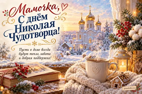 Открытка «День святителя Николая Чудотворца» — маме: Мамочка, с днём Николая Чудотворца!
Пусть в доме всегда будут тепло, забота и добрая поддержка!
