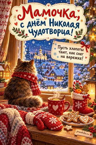 Открытка «День святителя Николая Чудотворца» — маме: Мамочка, с днём Николая Чудотворца!
Пусть хлопоты тают, как снег на варежке!
prazdniko.ru