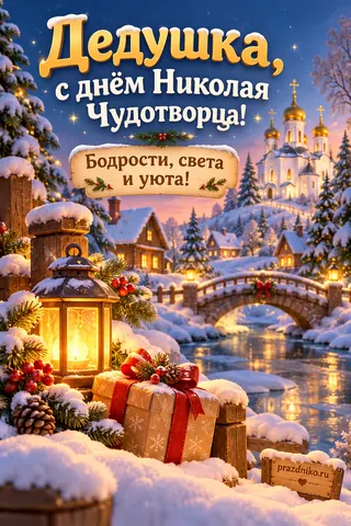 Открытка «День святителя Николая Чудотворца» — дедушке: Дедушка, с днём Николая Чудотворца!
Бодрости, света и уюта!
prazdniko.ru