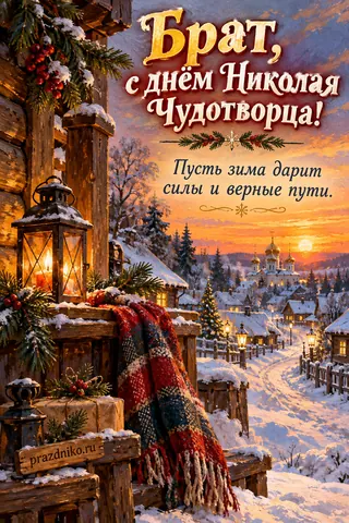 Открытка «День святителя Николая Чудотворца» — брату: Брат, с днём Николая Чудотворца!
Пусть зима дарит силы и верные пути.
prazdniko.ru