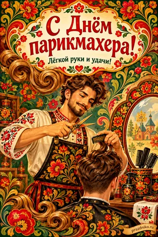 Открытка «День парикмахера»: С Днём парикмахера!
Лёгкой руки и удачи!